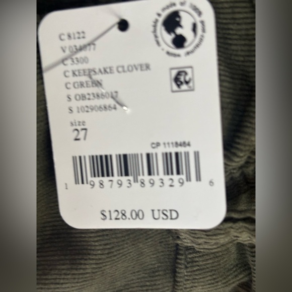 NWT We The Free People Libre Wide Leg Cord Jeans Green Mockingbird Size 27 - Picture 8 of 9